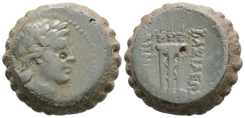 Seleucid Kings, Demetrius I Soter 162-150 BC, AE serrate quadruple unit, Antioch...