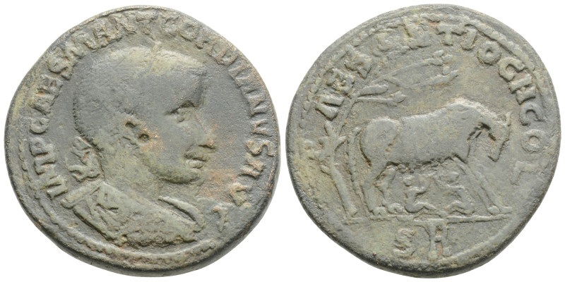 PISIDIA, Antiochia. Gordian III. AD 238-244. Æ Laureate head right / She-wolf st...