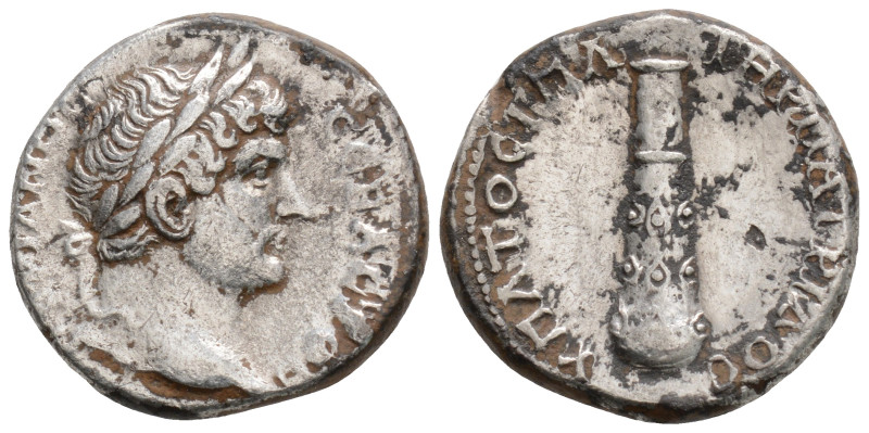 Hadrian AR Didrachm of Caesarea, Cappadocia. Struck AD 128-138. Laureate head ri...