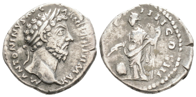 Marcus Aurelius , as Caesar (138-161 AD). AR Denarius Roma (Rome), 147-148 AD.AV...