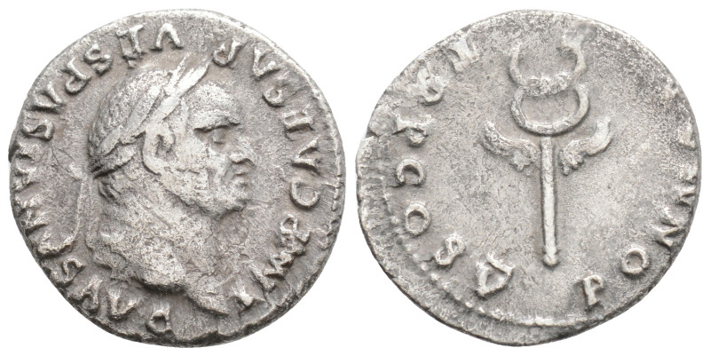 Vespasian AR Denarius. Rome, AD 74. IMP CAESAR VESPASIANVS AVG, laureate head ri...