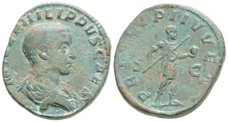 Philip II, as Caesar, Æ Sestertius. Rome, AD 244-246. M IVL PHILIPPVS CAES, bare...