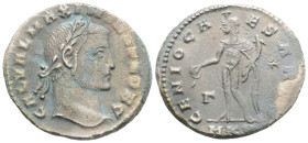 Galerius BI Nummus. Cyzicus, AD 309-310. GAL MAXIMIANVS P F AVG, laureate head to right / GENIO AVGVSTI, Genius standing facing, head to left, sacrifi...