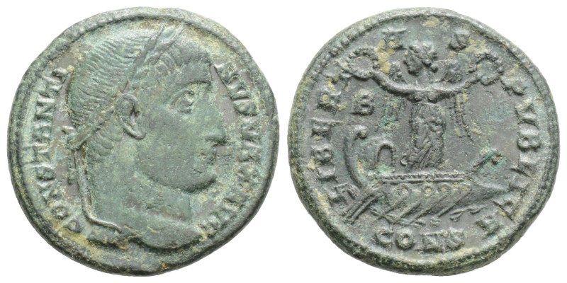 Constantine I Æ Nummus. Constantinople, AD 327. CONSTANTINVS MAX AVG, laureate h...