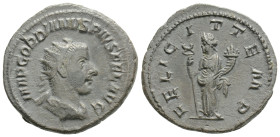 Gordian III AR Antoninianus. Rome, AD 244. Radiate, draped, and cuirassed bust right / Felicitas standing left, holding long caduceus and cornucopia. ...