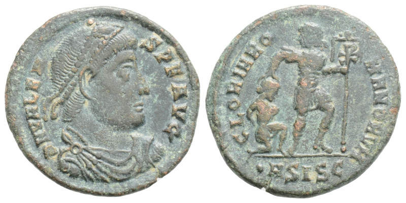 Valens Ӕ Nummus. Siscia, AD 364-367. D N VALENS P F AVG, pearl-diademed, draped ...