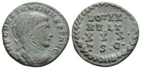 Constantine II, as Caesar, Æ Nummus. Thessalonica, AD 318-319. CONSTANTINVS IVN NOB C, laureate, cuirassed bust right / VOT·V· MVLT X CAESS TS·B· in f...