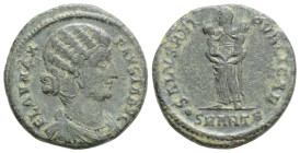 Fausta Æ Nummus. Antioch, AD 325-326. FLAV MAX FAVSTA AVG, draped bust right with waved hair / SPES REIPVBLICAE, Salus standing facing, looking left, ...