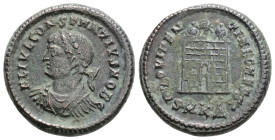 Constantius II. As Caesar, AD 324-337. Æ Follis (19mm, 3.64 g, 12h). Cyzicus mint, 1st officina. Struck AD 325-326. Laureate, draped, and cuirassed bu...