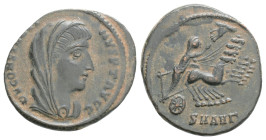 Divus Constantine I Æ Nummus. Nicomedia, AD 337-340. DV CONSTANTINVS PT AVGG, veiled and draped bust right / Emperor, veiled, in quadriga to right; th...