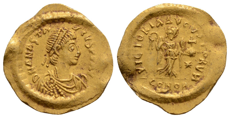 Ostrogoths, Theoderic AV Tremissis. Rome, AD 493-526. In the name and types of A...