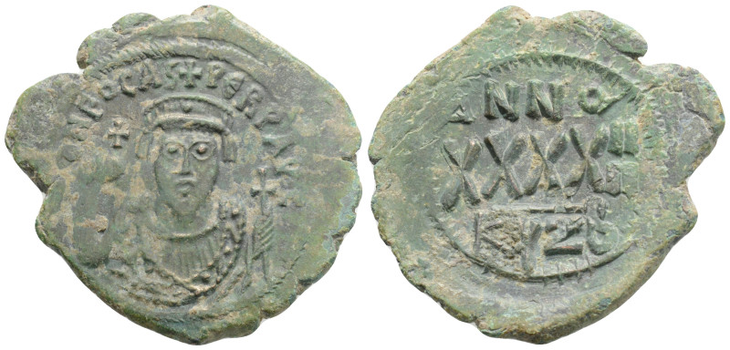 Phocas Æ Nummus. Cyzicus, dated RY 4 = AD 605/6. D N FOCAS PER AO, crowned facin...