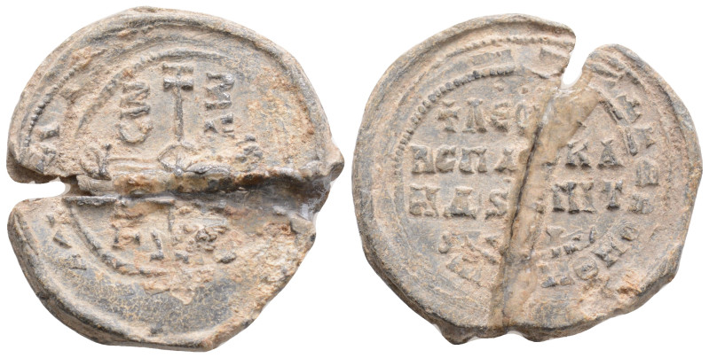 Byzantine Lead Seal (9th- 10th centuries) 
8.2g 26.4mm