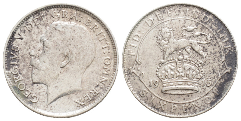 George V. 1910-1936. AR sixpence. 1917. His bare head left; GEORGIVS V... / The ...