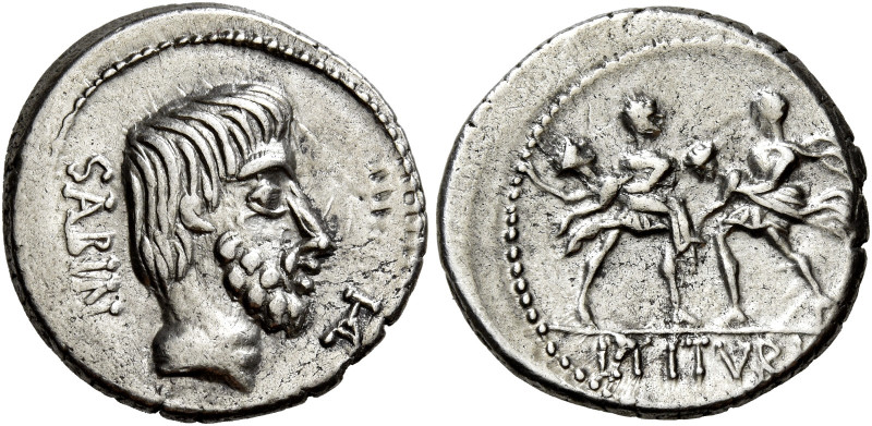 L. Titurius L. f. Sabinus 

Denario 89, AR 3,71 g. SABIN Testa del re Tazio a ...