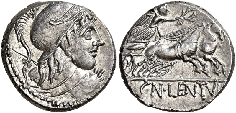 Cn. Cornelius Lentulus Clodianus 

Denario 88, AR 3,91 g. Busto di Marte a d.,...
