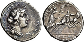 C. Annius T. f. T. n. e L. Fabius L. f. Hispaniensis 

Denario, zecca incerta in Italia settentrionale o in Spagna 82-81, AR 3,67 g. C ANNIVS T F T ...