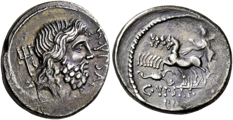 P. Plautius Hypsaeus 

Denario 57, AR 3,50 g. P YPSAE S C Testa di Nettuno a d...