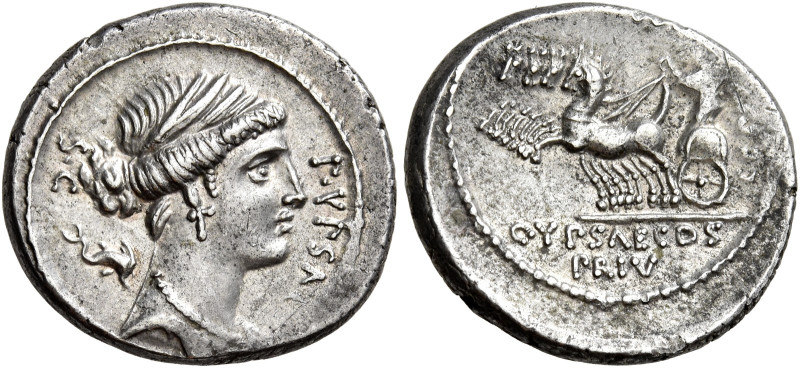 P. Plautius Hypsaeus 

Denario 57, AR 3,88 g. P YPSAE S C Busto diademato di L...