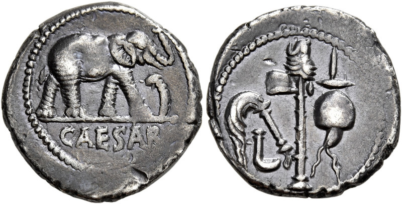 Julius Caesar 

Denario Gallia 49-48, AR 3,84 g. Elefante, a d., schiaccia un ...