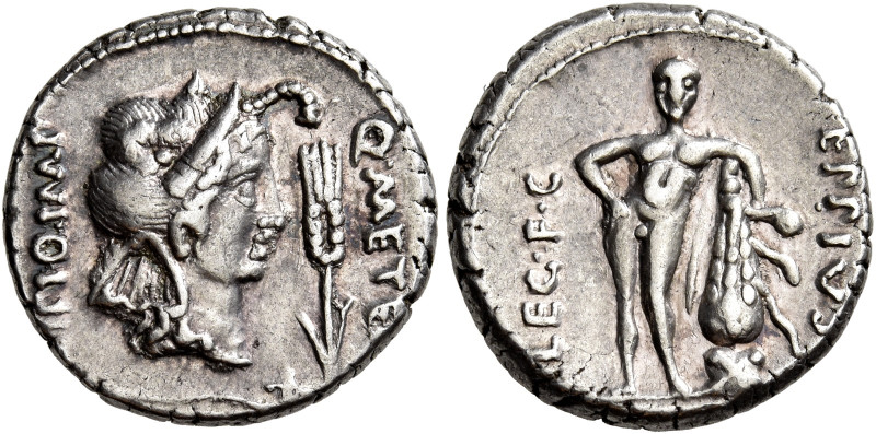 Q. Caecilius Metellus Pius Scipio Imperator e M. Eppius. 

Denario, zecca itin...