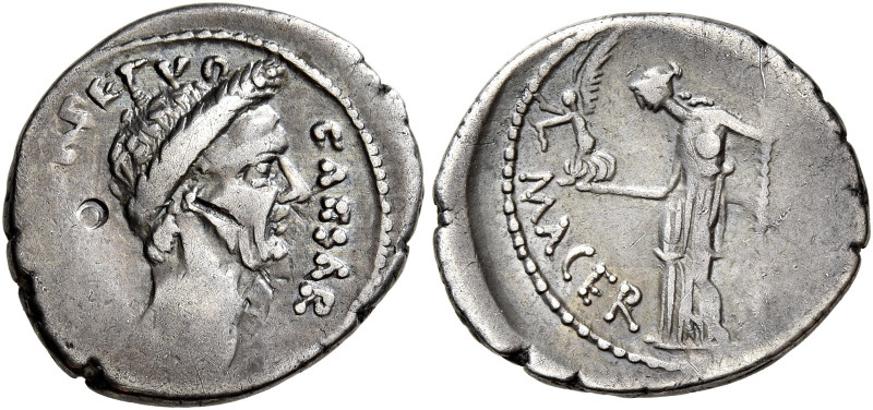 Julius Caesar e P. Sepullius Macer 

Denario 44, AR 3,31 g. CAESAR – DICT PERP...