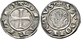 Arezzo. Repubblica, sec. XIII 

Grosso da 12 denari 1230-1250, AR 1,79 g. DE ARITIO Croce patente. Rv. SA DONATVS Busto di S. Donato, di fronte, ben...