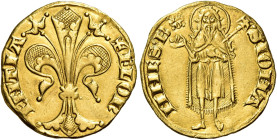 Firenze. Repubblica, sec. XIII-1532 

Fiorino IV serie, 1267-1303, AV 3,49 g. FLOR – ENTIA Giglio. Rv. S IOHA – NNES B S. Giovanni benedicente, regg...