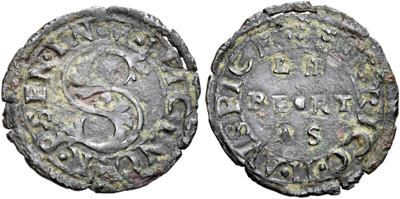 Montalcino. Repubblica di Siena, 1555-1559 

Quattrino, Mist. 0,58 g. + R P SE...