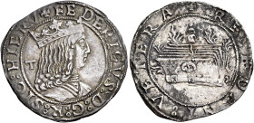 Napoli. Federico III d’Aragona, 1496-1501 

Carlino, AR 3,93 g. FEDERICVS D G R SIC HIERV Busto coronato a d.; dietro, T (Giancarlo Tramontano m.d.z...