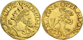 Napoli. Carlo d’Asburgo re di Spagna, delle due Sicilie etc. 1516-1554, V come imperatore del S.R.I. dal 1519 

Da 2 scudi o doppia, AV 6,76 g. CARO...