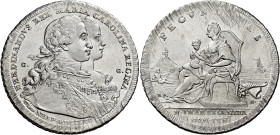 Napoli. Ferdinando IV di Borbone, 1759-1816. I periodo: 1759-1799 

Piastra 1772, AR 25,36 g. FERDINANDVS REX MARIA CAROLINA REGINA Busti accollati ...