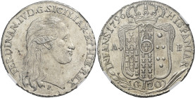 Napoli. Ferdinando IV di Borbone, 1759-1816. I periodo: 1759-1799 

Piastra 1796, AR. FERDINAN IV D G SICILIAR ET HIER REX Busto corazzato a d.; sot...