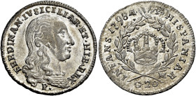Napoli. Ferdinando IV di Borbone, 1759-1816. I periodo: 1759-1799 

Tarì 1798, AR 4,62 g. FERDINAN IV SICILIAR ET HIER REX Busto corazzato a d.; sot...