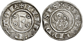 Pisa. Repubblica. Emissioni a nome di Federico I, 1155-1312 

Grosso da 12 denari 1220-1250, AR 1,74 g. + IMPERATOR Nel campo F accostata da quattro...
