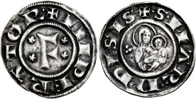 Pisa. Repubblica. Emissioni a nome di Federico I, 1155-1312 

Grosso da 12 denari 1220-1250, AR 1,72 g. + IMPERATOR Nel campo F accostata da quattro...