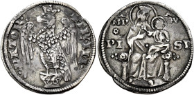 Pisa. Repubblica. Emissioni a nome di Federico I, 1155-1312 

Aquilino maggiore o grosso da 2 soldi, dopo il 1269, AR 3,22 g. + FR IM – PTOR Aquila ...
