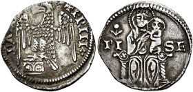 Pisa. Repubblica. Emissioni a nome di Federico I, 1155-1312 

Aquilino minore 1296-1312, AR 1,93 g. + FRIM – PATOR Aquila ad ali spiegate, volta a s...