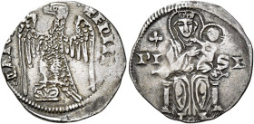 Pisa. Repubblica. Emissioni a nome di Federico I, 1155-1312 

Aquilino minore 1296-1312, AR 1,90 g. + FRIM – PATOR Aquila ad ali spiegate, volta a s...