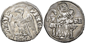 Pisa. Repubblica. Emissioni a nome di Federico I, 1155-1312 

Aquilino minore 1296-1312, AR 1,89 g. + FRIM – PATOR Aquila ad ali spiegate, volta a s...