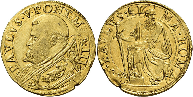 Roma. Paolo V (Camillo Borghese), 1605-1621 

Quadrupla anno III, AV 13,40 g. ...