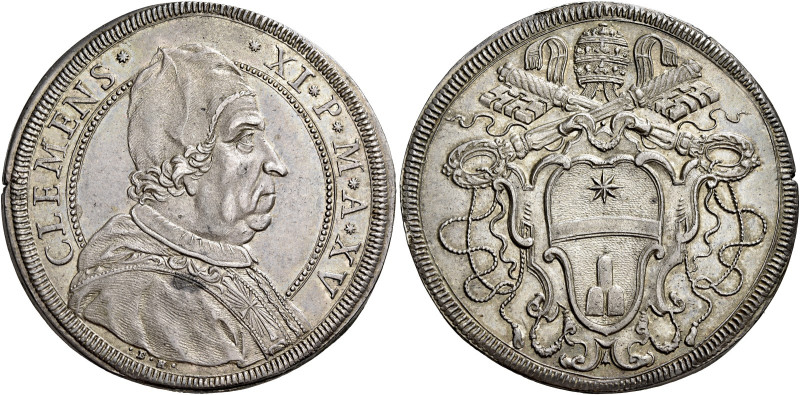 Roma. Clemente XI (Gianfrancesco Albani), 1700-1721 

Piastra anno XV, AR 31,9...