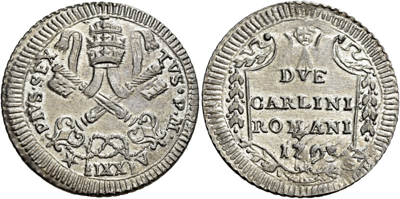 Roma. Pio VI (Giovanni Angelo Braschi), 1775-1799 

Da 2 carlini romani 1795, ...