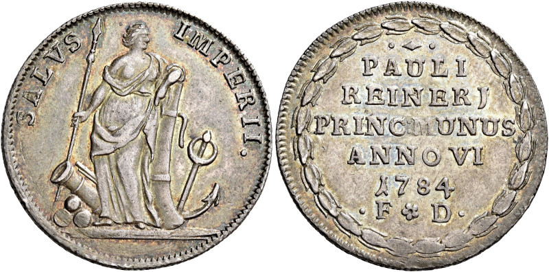 Venezia. Paolo Renier, 1779-1789 

Osella anno VI/1784, AR 9,83 g. SALVS – IMP...