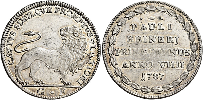 Venezia. Paolo Renier, 1779-1789 

Osella anno IX/1787, AR 9,68 g. CAVTVS SIMV...