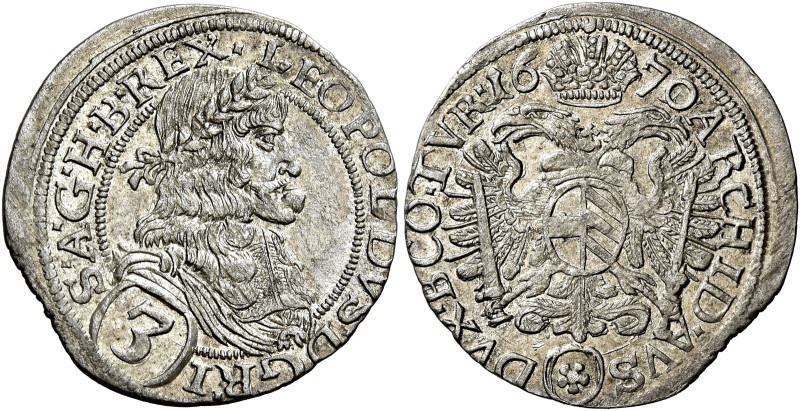 Imperatore Leopoldo I – Kaiser Leopold I (1657-1705). 

3 Kreuzer Hall 1670 Vi...