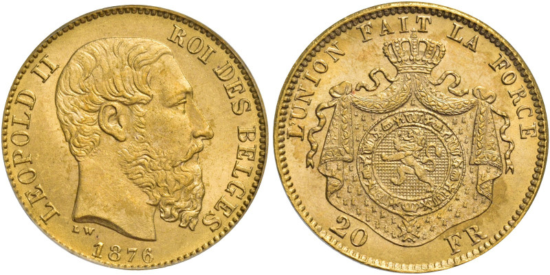 Leopoldo II, 1865-1909. 

Da 20 franchi 1876 Bruxelles. Varesi 233. Friedberg ...