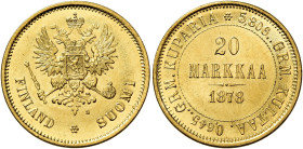 Alessandro II di Russia, 1855-1881. 

Da 20 markkaa 1878 Helsinki. Sigla S (Isac Sundell m.d.z.). Varesi 243. Friedberg 1. Fdc In slab NGC MS 65+, n...