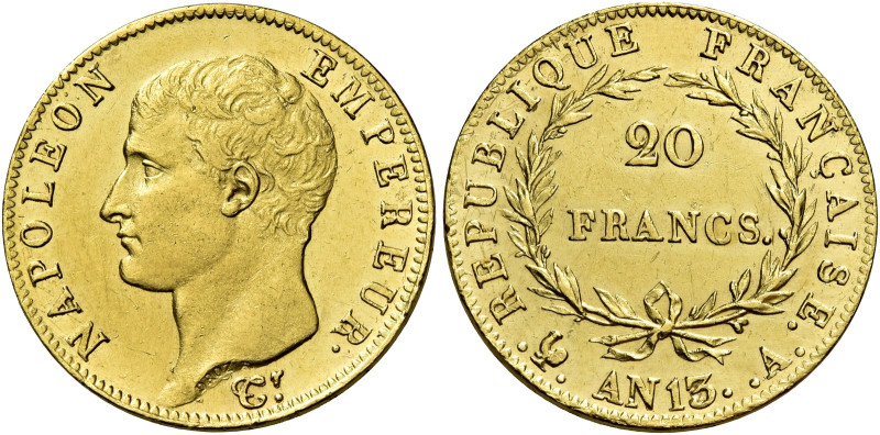 Imperatore, 1804-1814. 

Da 20 franchi anno 13° (1804) A – Parigi. Cifre ribat...