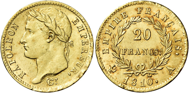Imperatore, 1804-1814. 

Da 20 franchi 1810 A – Parigi. Segno di zecca: gallo ...